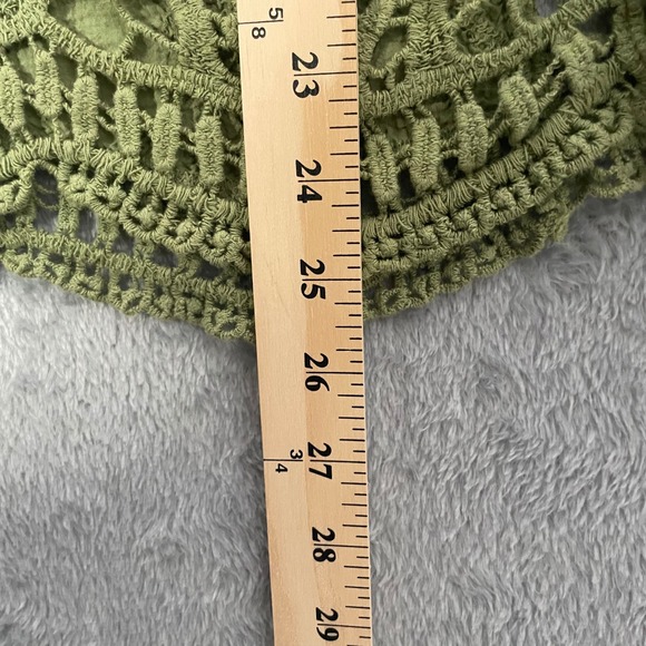 Boho Crochet Lace Tunic Top Green Bell Sleeve Scoop Neck Blouse Boho Hippie - Picture 5 of 7